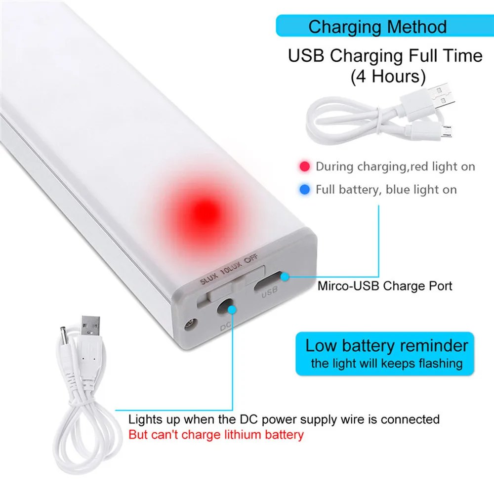 1500mAh USB Перезаряжаемый 68 светодиодный светильник под шкаф PIR датчик движения затемняемый шкаф ночник для шкафа кухонный шкаф