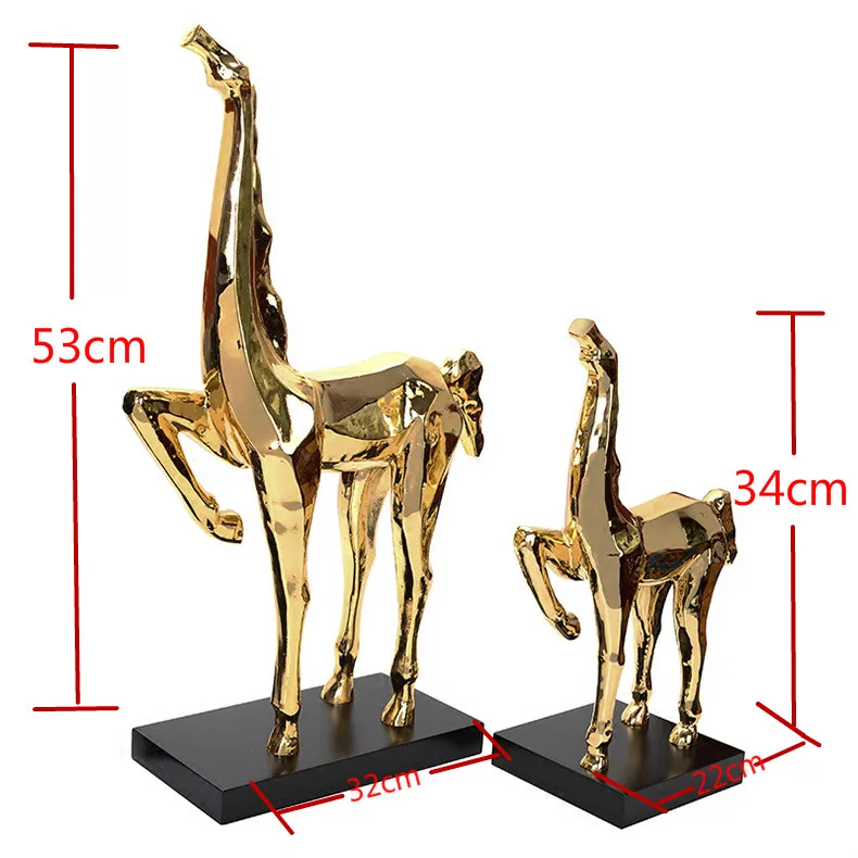 

53cm Gold deer craft home decoration accessories abstract mother-child horse animal resin handicraft home decor deer figurine