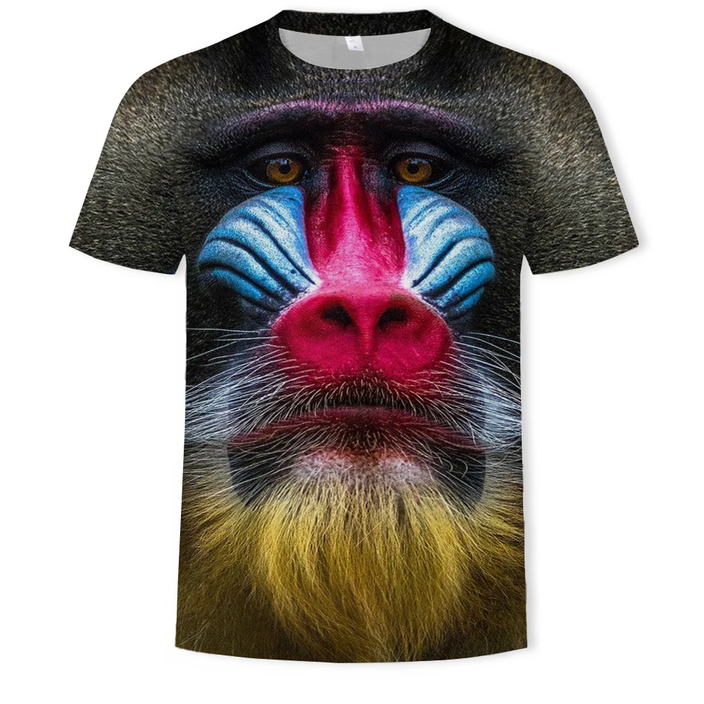 

New summer animal monkey print short-sleeved men's t-shirt orangutan oversized T-shirt children's clothing parent-child wear