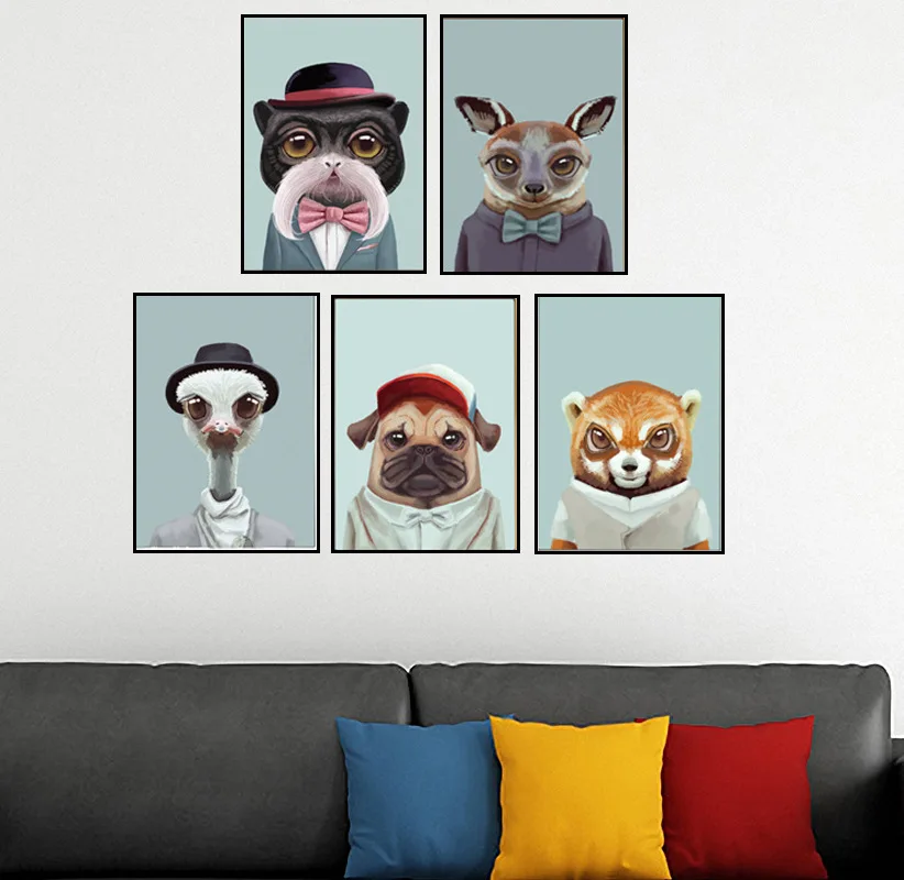 

Cartoon Abstract Animal Head Portrait Living Room Children Bedroom Decoration Canvas Painting Home Decor