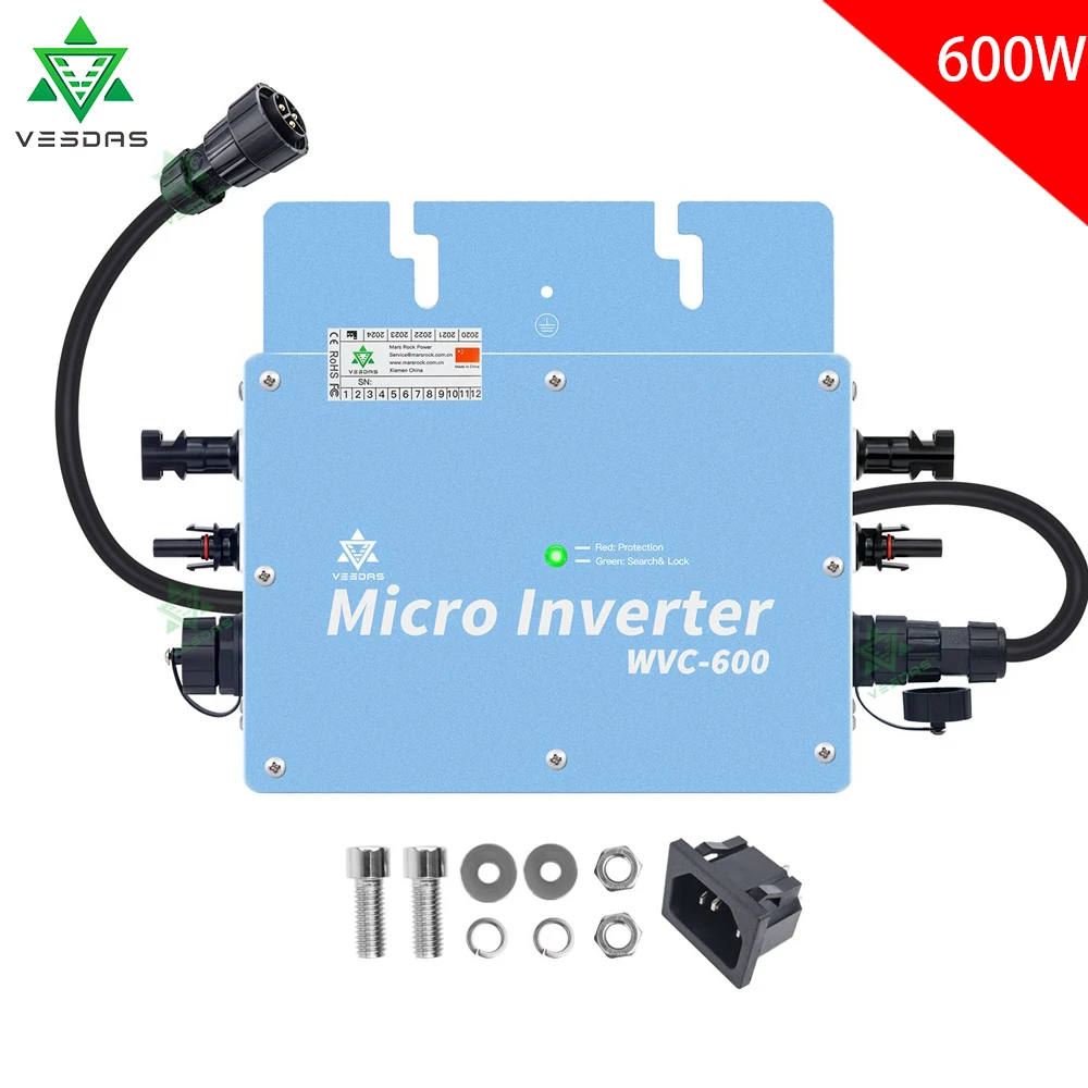 600W Solar Micro Inverter 30V 36V On Grid Tie Inversor Pure Sine Wave Microinversor Converter IP65 For 250W 300W Solar Panel PV