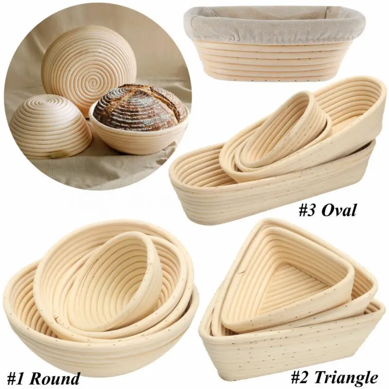 

1pcs round/oval/triangular Fermented rattan woven dough bread basket with cloth for baking bread French bread storage basket