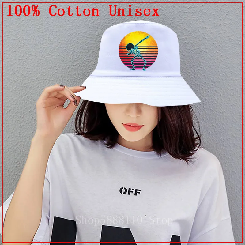 

Neon Dabbing Skeleton, Ретро стиль, 1980с, унисекс, Панама, Панама, кепка, летняя кепка для мужчин, женщин, детей, Рыбацкая шапка