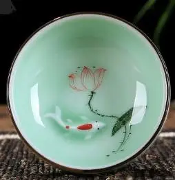 A Lotus Tea Cup Porcelain Zen Drinkware Hand Painted Ceramic New Arrival Small Tea Mug Fish China Tea Set Accessories - Цвет: A