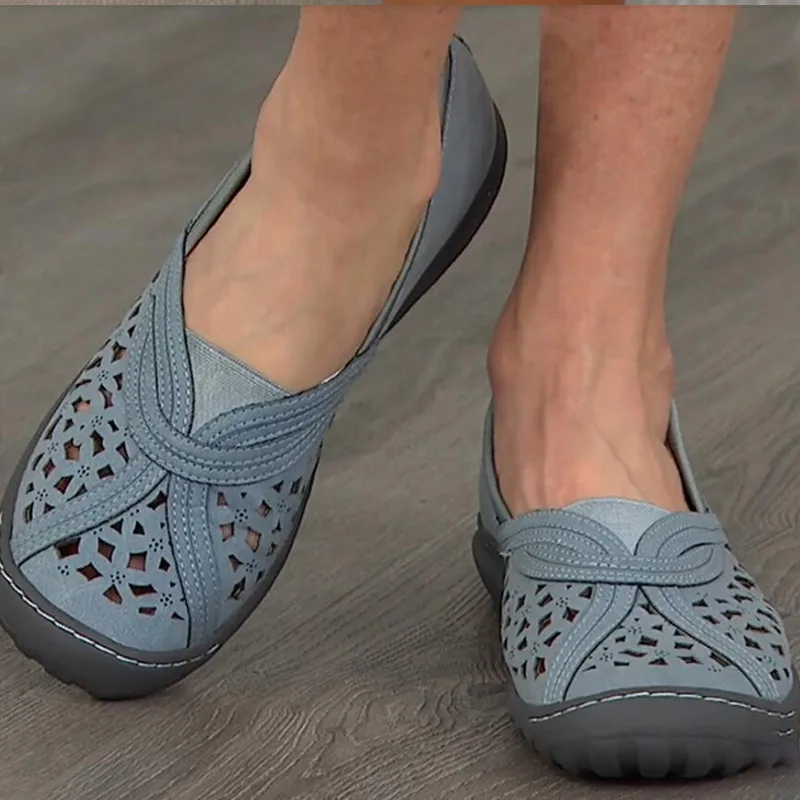 

Women Sandals Solid Color Hollow Out Round Toe Casual Flat Ladies Shoes 2021 New Fashion Casual Slip-On Fashion Female Footwear