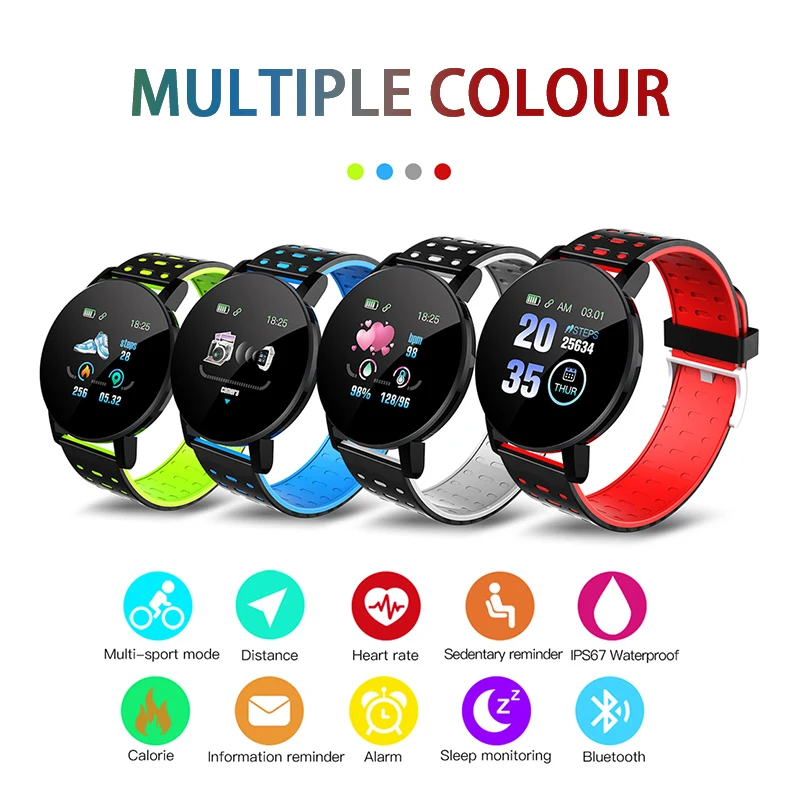 

119Plus Smart Watch Fitness Bracelet Activity Tracker Heart Rate Monitor Blood Pressure Watch for Ios Android
