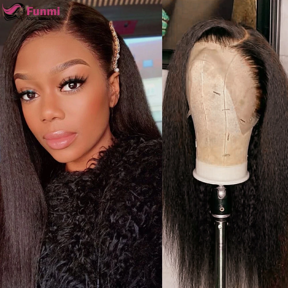 Бразильские кудрявые прямые парики 13*4 Синтетические волосы на кружеве из