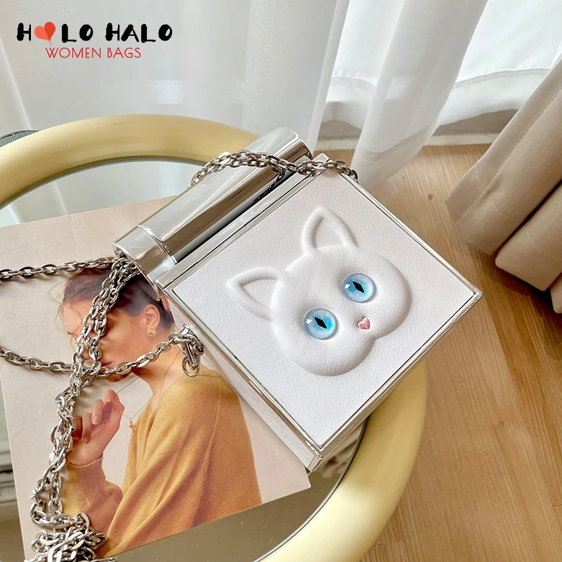 

Женская шкатулка для губной помады, сумка на плечо, кошка с мультяшной девушкой, мини-клатч на цепочке, кошелек и сумочка для дам, маленькие с...