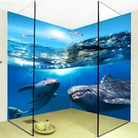 custom mural wallpaper hd underwater world dolphin 3d stereo bathroom mural wallpaper pvc self adhesive waterproof wall stickers
