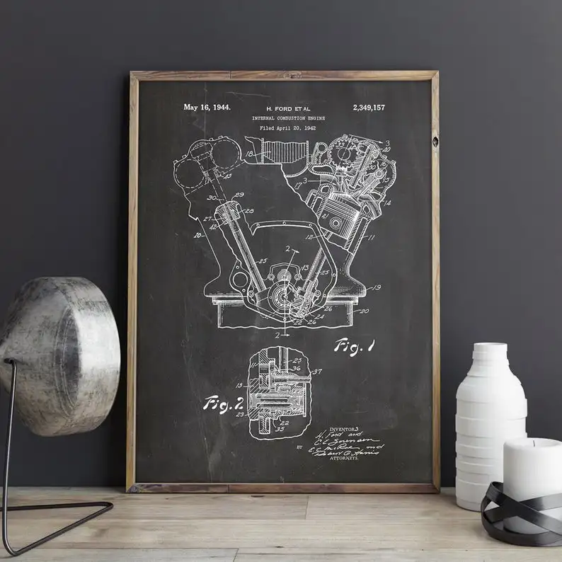 Художественная печать двигателя мотор Декор стен декор автозапчасти искусство