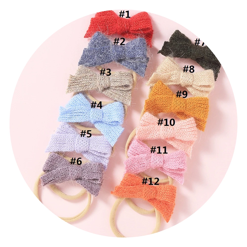 

Повязка на голову для девочек, вязаная, винтажная, эластичная, бант из нейлона