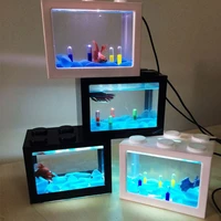 usb mini aquarium fish tank with led lamp light betta fish fighting cylinder acrylic aquarium fish tank fish breeding box