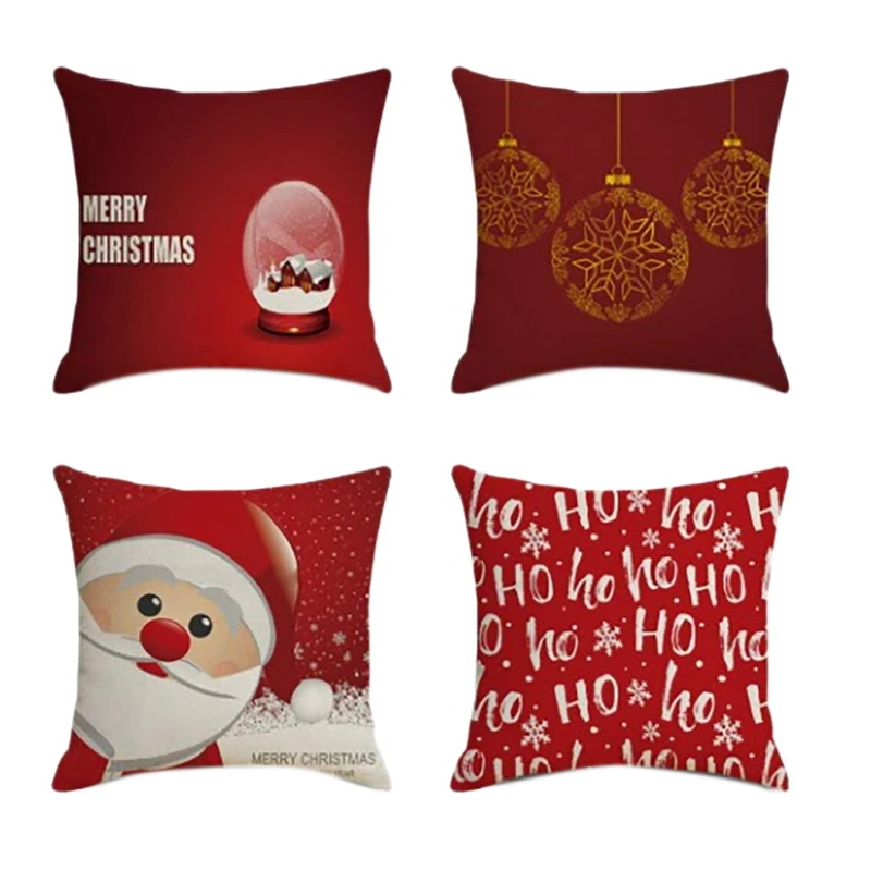 

Christmas New Year Square Pillowcase Home Decor Linen Pillow Cases Cushion Covers for Sofa Car Pattern Gift 45X45cm