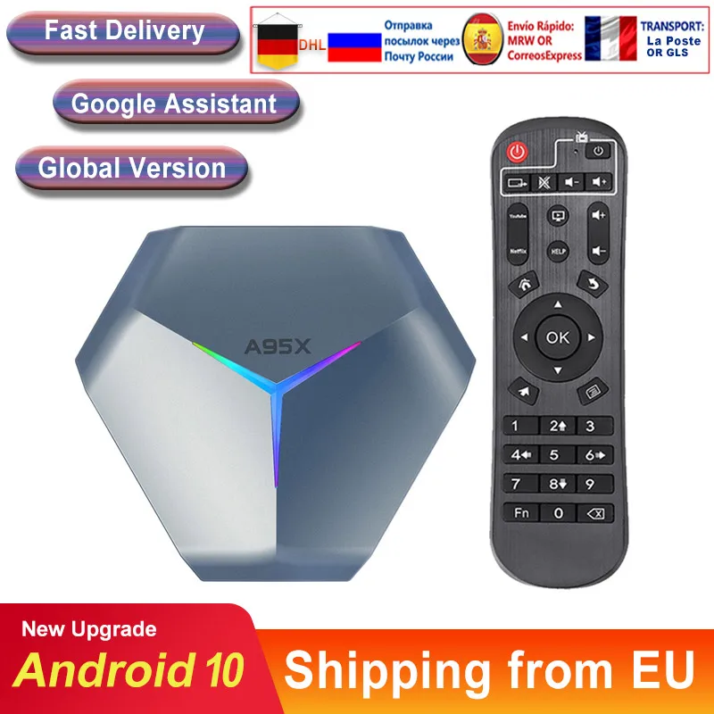 ТВ бокс android smart TV box A95X F4 Android 10 Amlogic S905X4 8K Dual Wifi BT медиаплеер Play Fast телеприставка vs h96