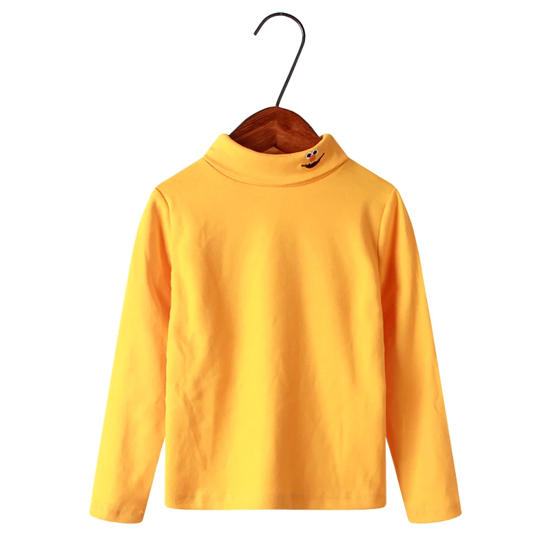 Smiling yellow Новые осенне-зимние футболки для мальчиков и девочек 17 цветов, стильные детские топы с длинными рукавами для девочек, футболка одежда для малышей и больших детей унисекс - Цвет: Smiling yellow