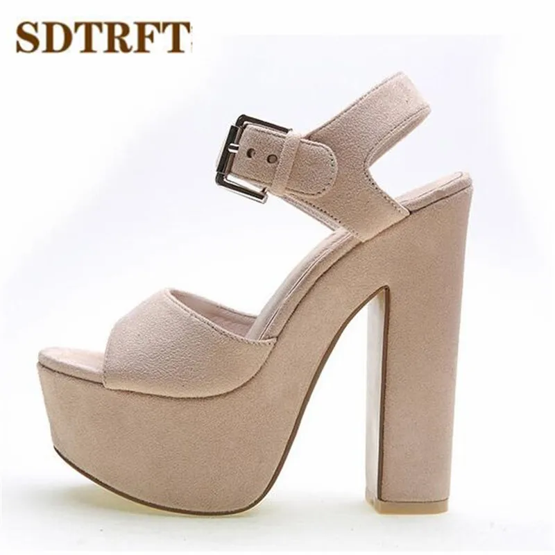 SDTRFT/популярные женские туфли на толстом каблуке 15 см сандалии с ремешками