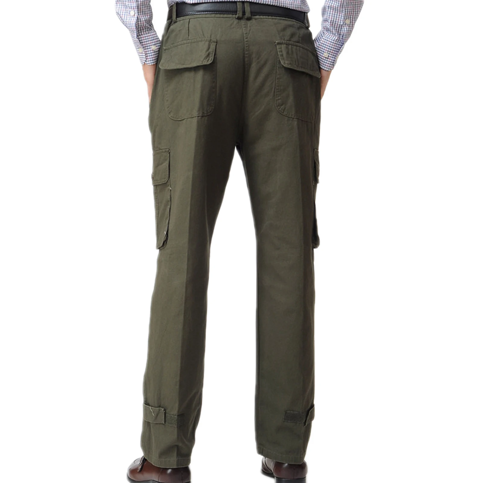 

Men Casual Pockets Button Zipper Long Straight Cargo Pants Outdoor Trousers