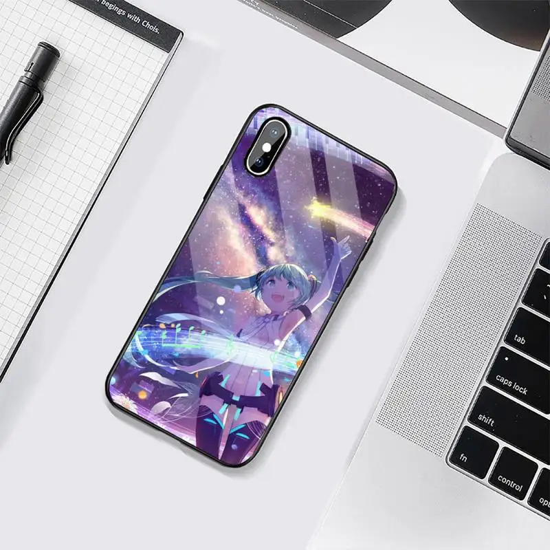 

Cute Miku Anime Hatsune Phone Case Tempered glass For iphone 6 6S 7 8 plus X XS XR 11 12 mini PRO MAX