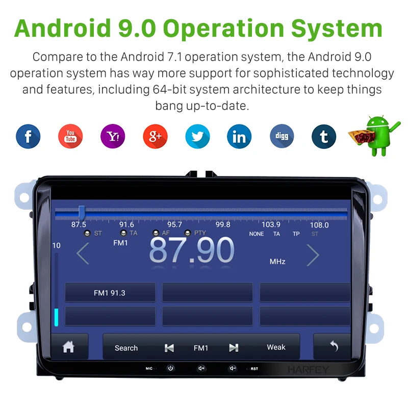 Harfey 9 &quotAndroid 1 автомобильное радио 2din GPS Navi головное устройство проигрывателя для