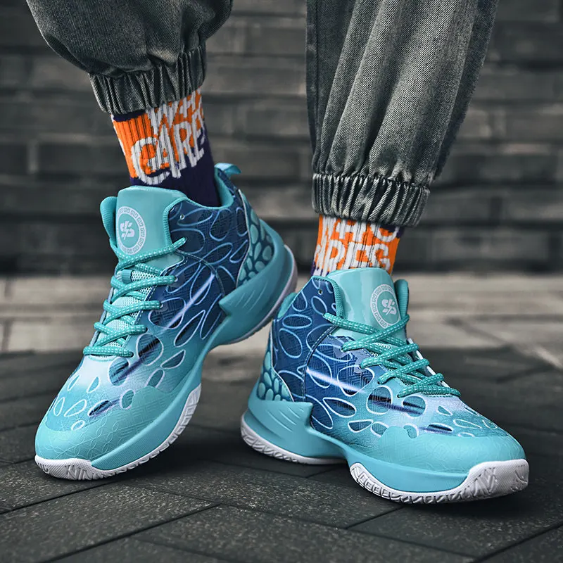 

Men's Basketball Shoes Hiph Top Blue Outdoor Sport Sneakers Basketball Pringted Men Designer Shoes Couple Zapatillas De Deporte