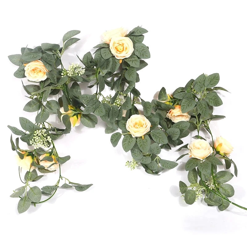 

Artificial Flower Silk Flowers Rose Leaf Garland Vine Ivy Artificial FloHotel Party Wedding Garden Halloween Christmas Deoration
