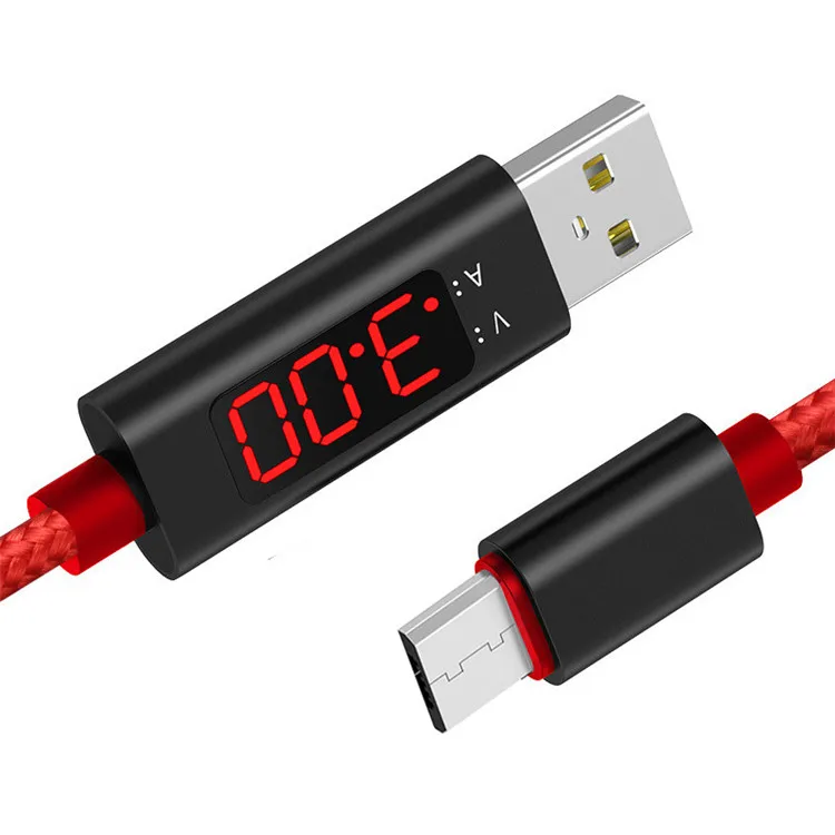 3A напряжение тока дисплей нейлоновая оплетка микро USB быстрая зарядка кабель для SAMSUNG S7 S6 Edge XIAOMI Redmi 6A Note 6 Pro 5A 4X - Цвет: Красный