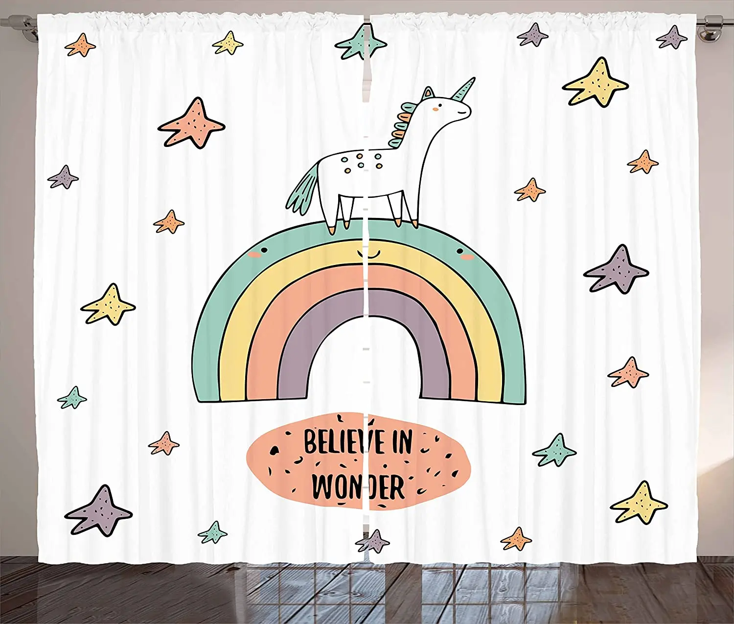 Кухонные шторы с единорогом многоцветные занавески для окон в гостиной спальне
