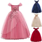 Элегантное платье принцессы для девочек на свадьбу, вечеринку, детское праздничное платье принцессы, длинное красное платье, детская официальная одежда с бантом и блестками
