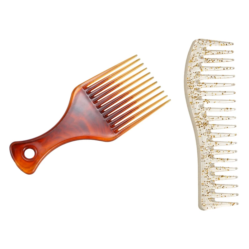 

Расческа для волос 2 шт., расческа вилка, инструмент для укладки волос, кудрявые, янтарного цвета, прозрачный