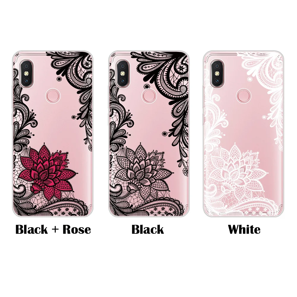 Ультратонкий кружевной чехол для телефона с цветочным рисунком прозрачный