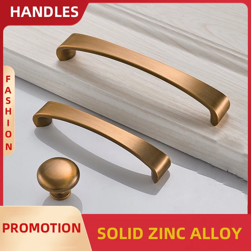 

1pc Cabinet Handles Wardrobe Knobs Yellow Bronze Drawer Pulls Cupboard Door Puller Zinc Alloy Furniture Hardware Door Handle