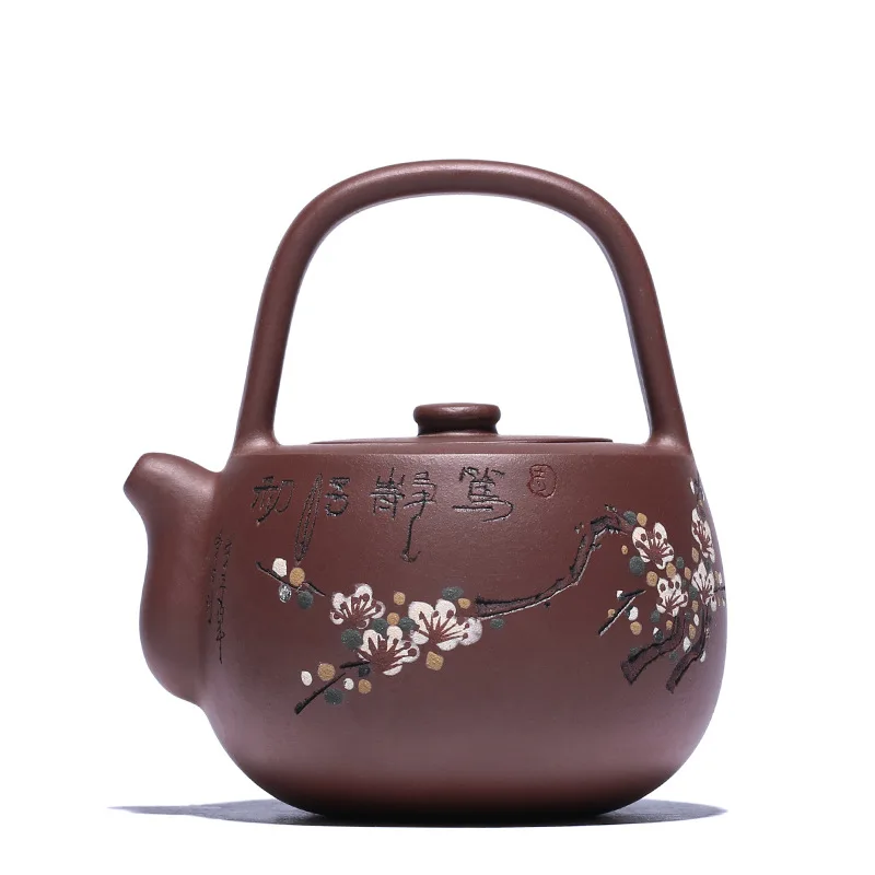 

Yixing purple clay tea set raw ore purple clay stone drum lifting beam all handmade teapot collection
