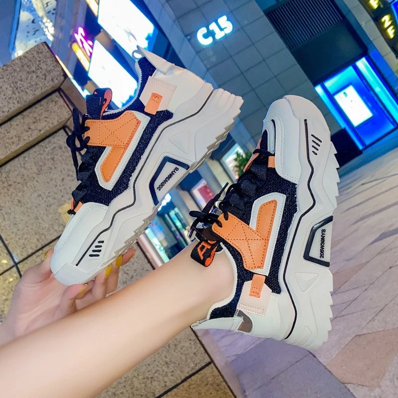 

Women Platform Fashion Sneakers Lace Up Chunky Casual Shoes 2020 Autumn Designers Woman Breathable Old Dad Shoes Ladies Purple