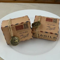 50pcspack air mail airplane travel theme vintage favors kraft paper candy box packaging boxes wedding gift souvenirs gift