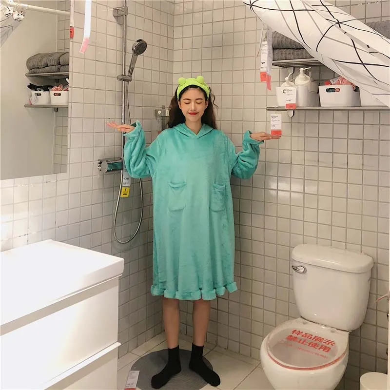 2019 зимняя женская ночная рубашка Корейская версия зимней милой четырехцветной