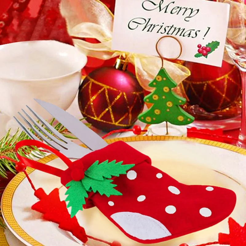 Рождественские подвесные ложки Носки с рисунком Санта Клауса товары для