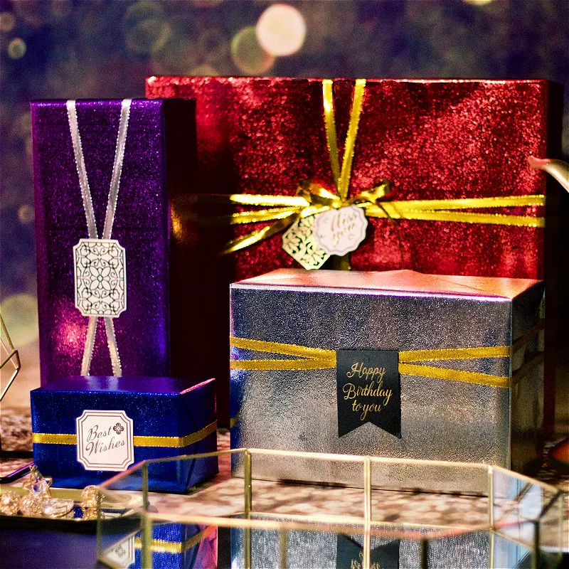 Рождественская блестящая подарочная упаковочная бумага металлическая