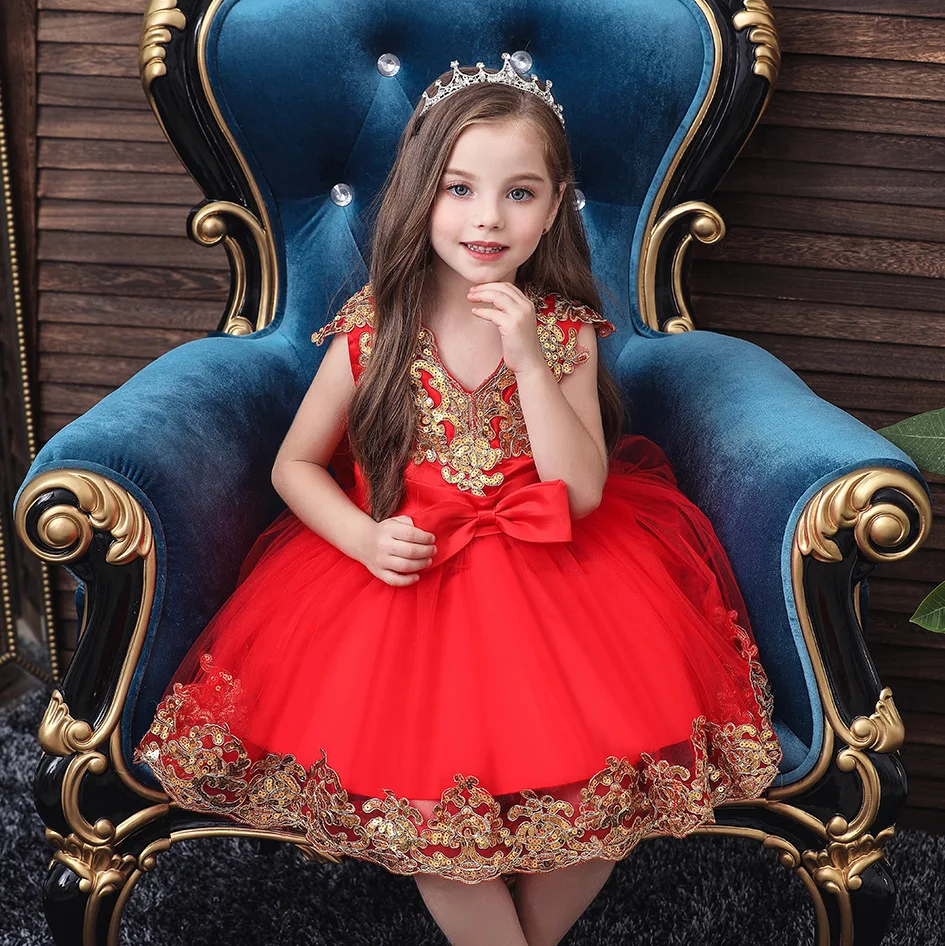 

Christmas Kids Dresses Princess Girls for Party Tutu Sequin Gown for New Year Baptism Clothes Baby Halloween Clothing 1-12Yrs