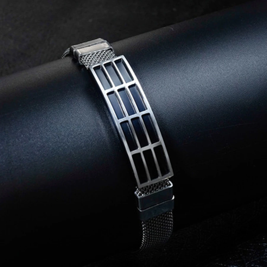 Nueva pulsera de malla de acero inoxidable modelos femeninos encanto de los hombres pulsera de plata pulsera regalo de Joyeria - Окраска металла: D