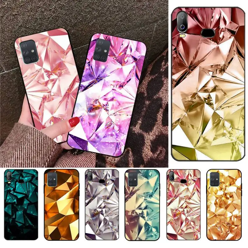 С геометрическим принтом Цвета: золотистый фиолетовый Розовый Алмазный чехол