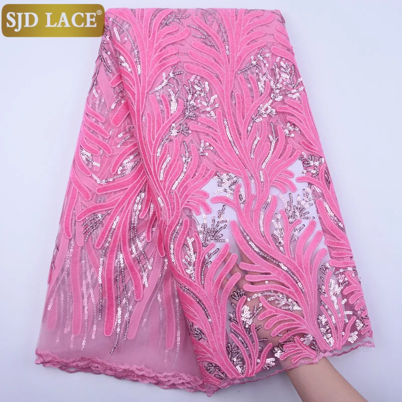 SJD кружевная розовая африканская ткань 2020 Высокая качественная французская с