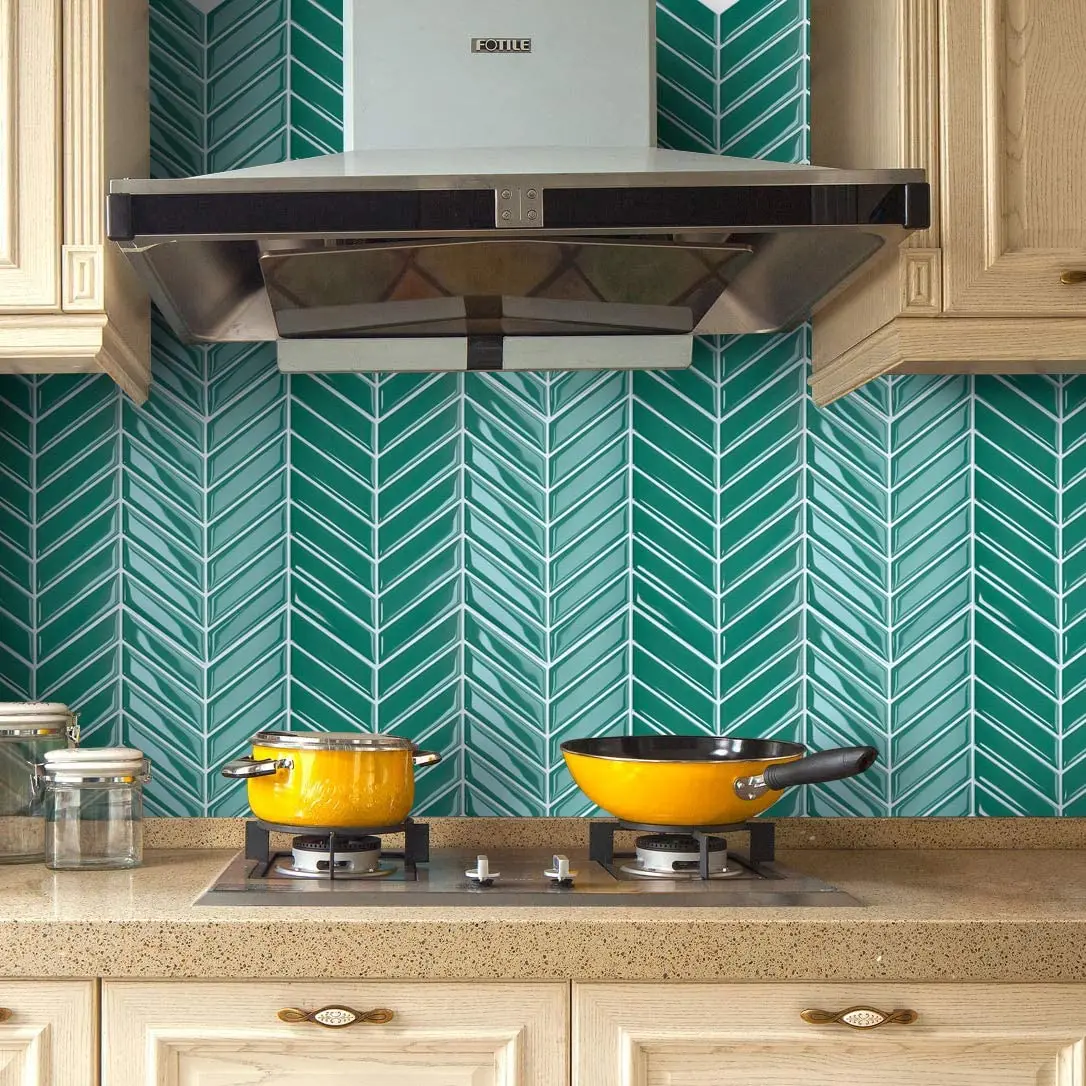 com bined 5pcs 250x254mm 3d leaf wall decoration kitchen pu glue self adhesive wallpaper easy install green wall decoration free global shipping