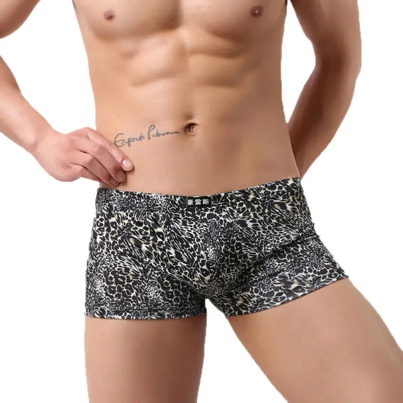

Mens Leopard Print Briefs Comfy Bottoms Underpants Underwear Breathable Trunks