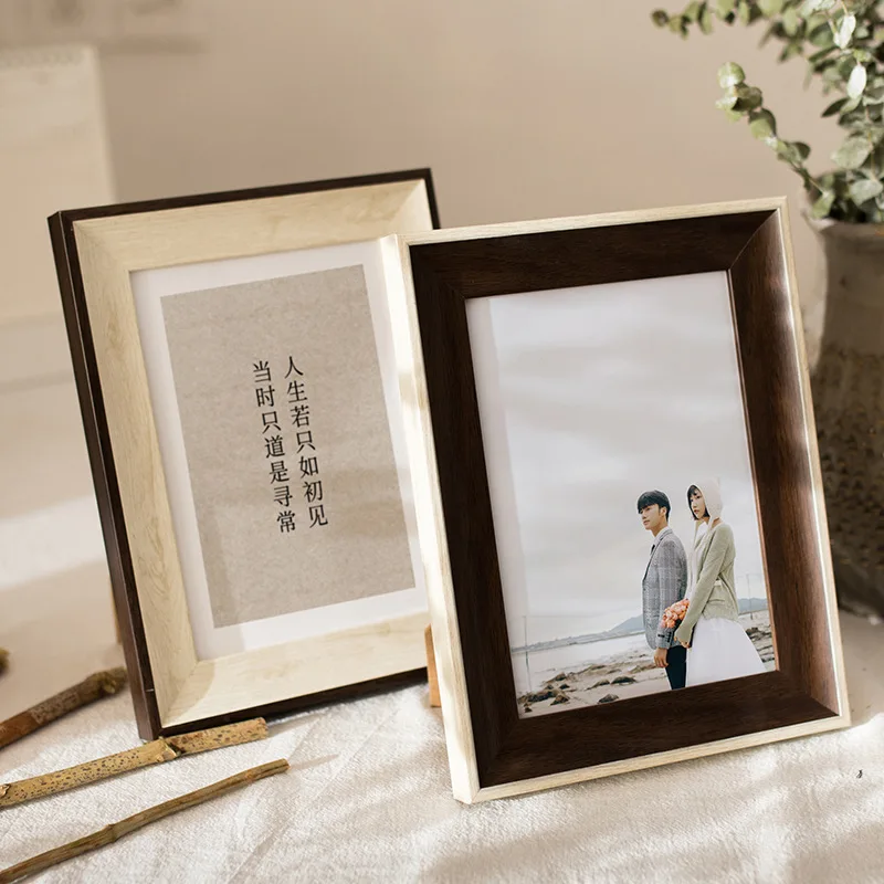 

American Photo Frame Table Minimalist Creative Wall-Mounted Wedding Dress Photo Frame Photo wood frame