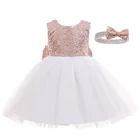 Одежда для маленьких девочек; Платье для крещения крестильное платье для новорожденных платье принцессы; Платье для дня рождения с цветочным рисунком для малышей платье на крестины с пышной юбкой Милое платье-пачка без рукавов Платье с бантом, Размер 24 мес.