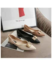 metal decoration women flats black ballet flats woman loafers pointed slip on fashion flat casual shoes woman zapatos mujer 43