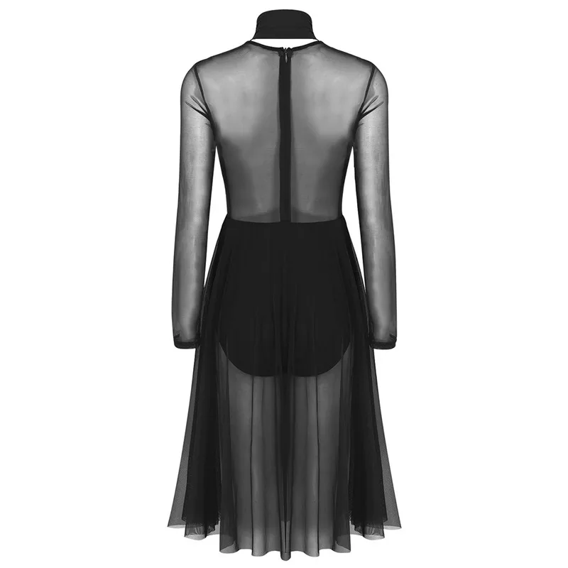 Женское взрослое лирическое танцевальное трико платье с бретелькой через шею и