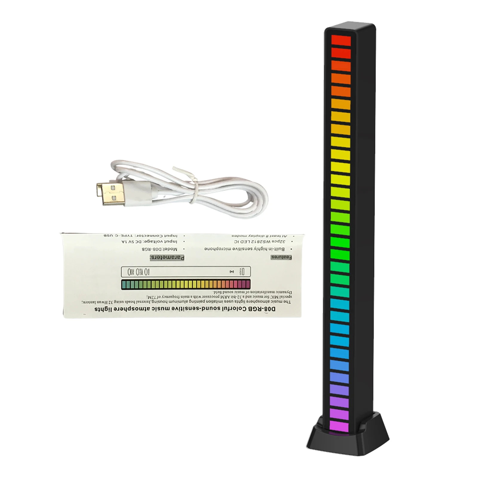 

RGB Voice-activated Pickup Ambient Light Ambient Rhythm Light Voice-activated Color 32 LED Bar