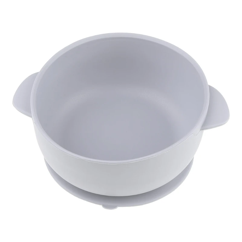 

Силиконовая тарелка для младенцев, однотонная чаша с двойной ручкой и присоской, портативная посуда для младенцев, детская посуда