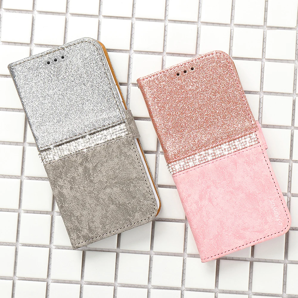 Роскошный блестящий чехол кошелек с блестками для iPhone 11 Pro X Xr Xs Max откидной